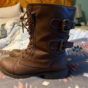 Brown mid calf boots